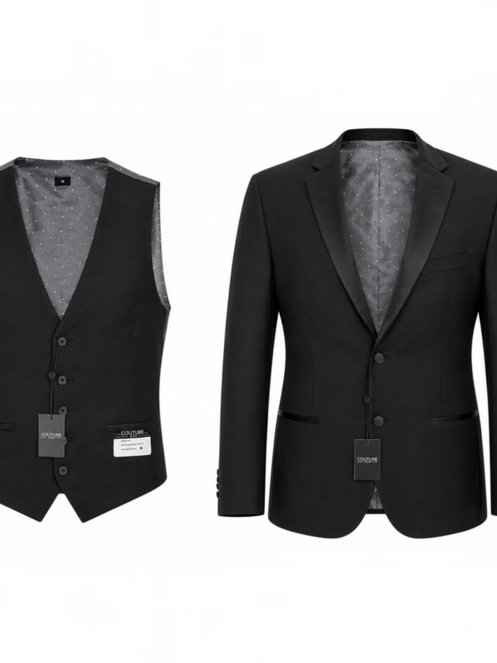 Couture 1910 Black Jacket and Vest Set Size 40R Medium Men